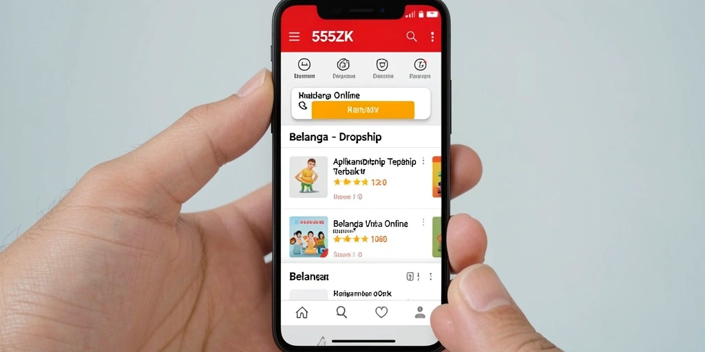 Antarmuka aplikasi 555ZK yang user-friendly untuk dropship.