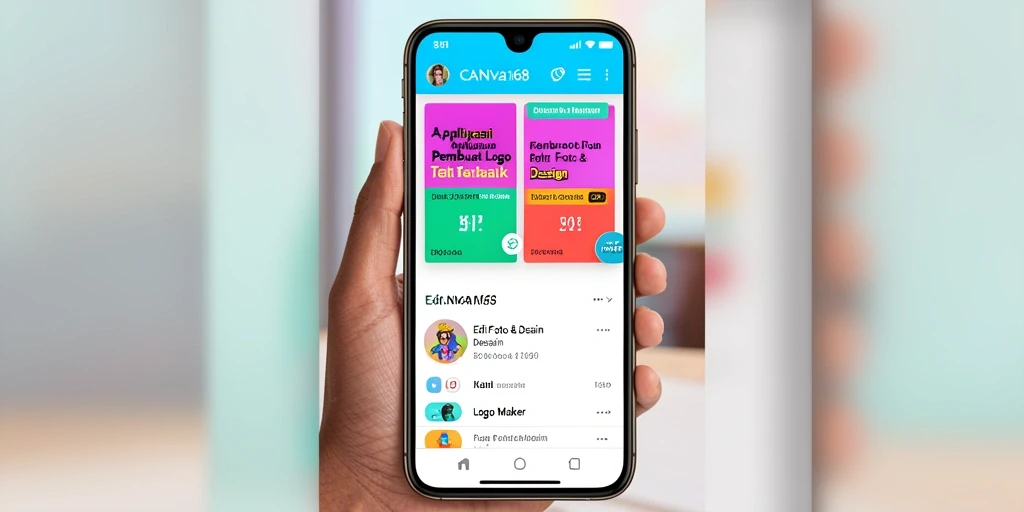 Tampilan antarmuka aplikasi CANVA168 untuk Logo Maker yang intuitif dan menarik.