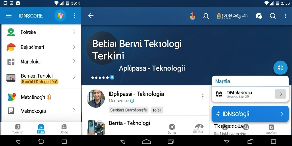Antarmuka IDNSCORE yang menampilkan berita teknologi terbaru.