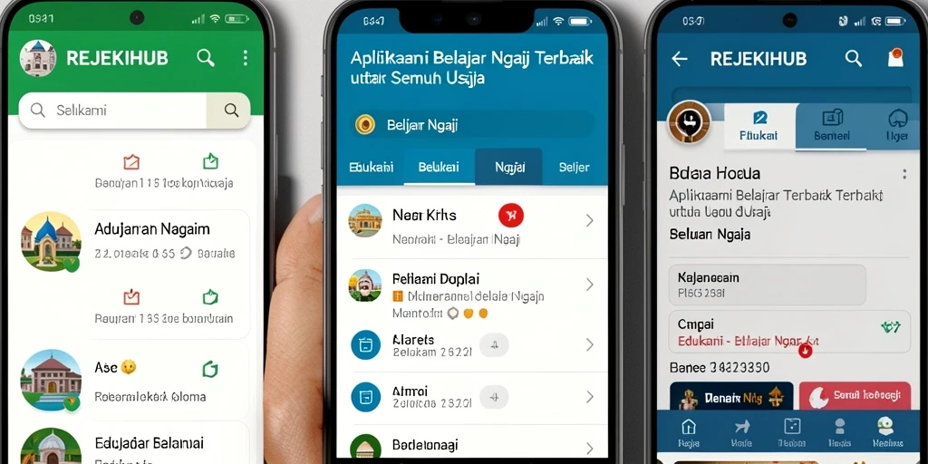 Tampilan antarmuka aplikasi REJEKIHUB yang memudahkan proses belajar Ngaji.