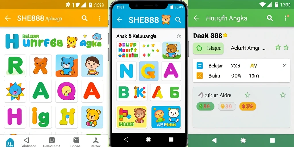 Tampilan antarmuka aplikasi Belajar Huruf Angka untuk anak-anak.