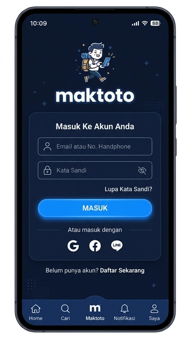 Tampilan halaman login maktoto